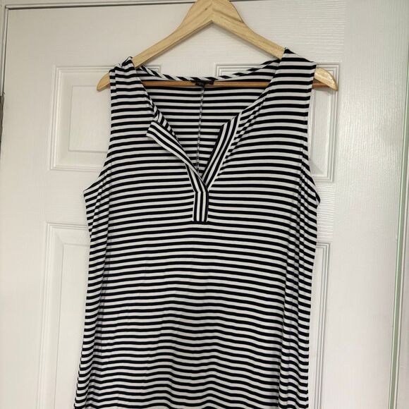 J. Jill Navy And White Stripe Maxi Dress Size Medium - Picture 1 of 7